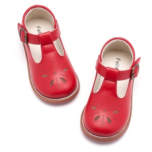 Felix & Flora Toddler Little Girl Princess Dress Shoes-Mary Jane Flats for Girl Party School Shoes(B434-red)