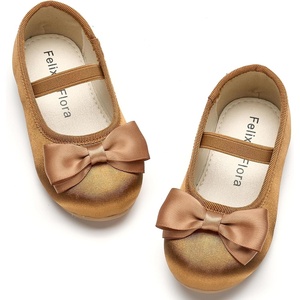 Felix & Flora Toddler Flower Girl Dress Shoes – Girl Ballet Flats Party School Shoes Wedding(Bf27-brown)