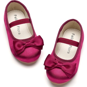 Felix & Flora Toddler Flower Girl Dress Shoes – Girl Ballet Flats Party School Shoes Wedding(Bf27-burgundy)